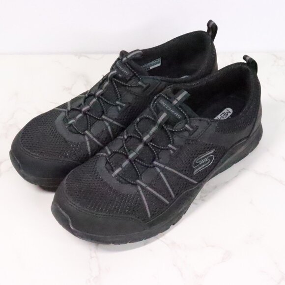 Skechers Women's 8.5 Gratis Black Air-Cooled Memory Foam Slip-On Sneakers Shoes - Picture 1 of 9